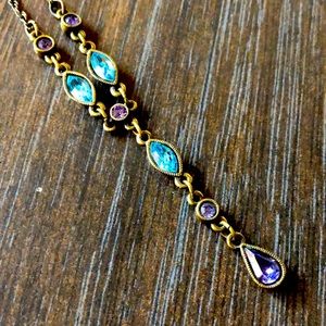 1928 brand Purple and blue drop crystal necklace